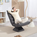 Poltrona per Salotto Girevole 62x70x95 cm con Schienale Regolabile in 5 Posizioni in Effetto Velluto Grigio      