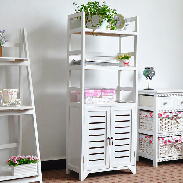 online Libreria Mobile 3 Ripiani 2 Ante 45x25x118 cm in Legno Massello Fumer Antibes Bianco