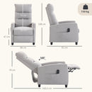 Poltrona Massaggiante e Reclinabile a 160° con Poggiapiedi e Telecomando, 66x91x108 cm, in Ciniglia Grigio Chiaro      