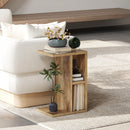 Tavolino da Salotto a Forma di C 40x30x60 cm con 3 Ripiani Marrone  