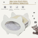Cuccia per Gatti in Legno 45,5x32,5x34,5 cm con Tiragraffi  Bianco
