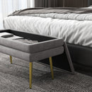 Panca Fondo Letto con Spazio Portaoggetti 79.5x37.5x43 cm in Acciaio e Poliestere Grigia