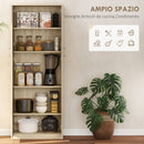 Mobile Contenitore Minimal 59x31x155 cm con 2 Armadietti e Mensole Regolabili in Legno Rovere      