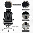 Sedia da Ufficio Direzionale 66x58x110-118 cm con Poggiapiedi e Poggiatesta in Tessuto Effetto Lino Nero