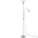Lampada da Terra con 2 Paralumi E27 E14 in Acciaio   Argento
