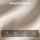 Poltrona Massaggiante e Reclinabile a 160° con Poggiapiedi e Telecomando, 66x91x108 cm, in Ciniglia Bianco Crema      