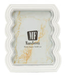 Cornice Curty 19,9x1,5x25,2 cm in Resina e Vetro Bianco e Argento      