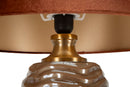 Lampada da Tavolo Praga Ø45,5x79 cm in Vetro e Ferro e Tessuto Marrone e Oro      