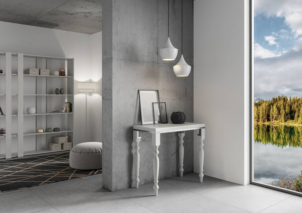 Consolle Allungabile 90x45-90x80 cm in Nobilitato Bianco prezzo