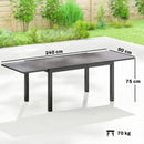 Tavolo da Giardino Allungabile 140-240x90x75 cm in Alluminio e Vetro Nero      