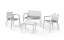 Set da Giardino Divano 2 Poltrone e Tavolino in Resina Keter Emily Lounge Bianco
