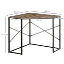 Scrivania Angolare 80x80x77,5 cm in Acciaio e Truciolato Nera e Marrone