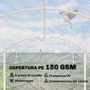 Serra a Tunnel 3x6x2 m con Porte Avvolgibili Telaio in Acciaio e Copertura in PE Anti-UV Trasparente      