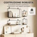 Set 4 Pezzi Mensole Flottanti Geometriche per Soggiorno in Metallo e MDF Nero      