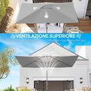 Telo per Ombrellone Rettangolare 3x2 m con Presa d'Aria Superiore in Poliestere 180 Grigio Chiaro      