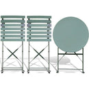 Set 3 Pezzi Giardino Tavolo 2 Sedie Bistrot Pieghevole Modello Parigi Verde Acqua      