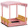 Sabbiera per Bambini 3-6 Anni 134,5x127,5x130 cm con Tettuccio Fenicotteri Sedute Pieghevoli Coperchio e Fodera in Legno di Abete Rosa