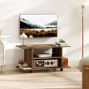 Mobile Porta TV Moderno 80x40x40 cm con Ripiani Ruote Girevoli e Freni Color Noce      