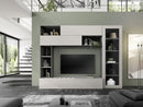 Parete Attrezzata Design Contemporaneo 277x40x210 cm con Anta Vetro Pratiko Ghisa e Pietra
