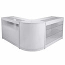 Set 3 Banconi Angolari da Negozio e Reception con Mensole e Vetrine Bianco Brillante