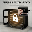 Carrello Portautensili 96x33,5x75 cm con 7 Cassetti Mensola Laterale Staccabile Ruote Capacità 120kg in Acciaio Nero      