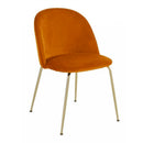 Set 4 Sedie Imbottite 49x52x79 cm in Velluto Arancio e Oro