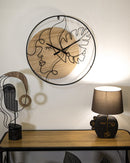 Orologio da Muro Elegant 60x2x60 cm in Ferro e MDF Nero e Marrone      