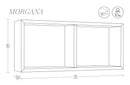 Mensola Rettangolare 2 Scomparti da Parete 70x30x15,5 cm in Fibra di Legno Morgana Rosso
