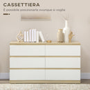 Cassettiera 6 Cassetti 135x48x77 cm in Legno Bianco e Colore Legno