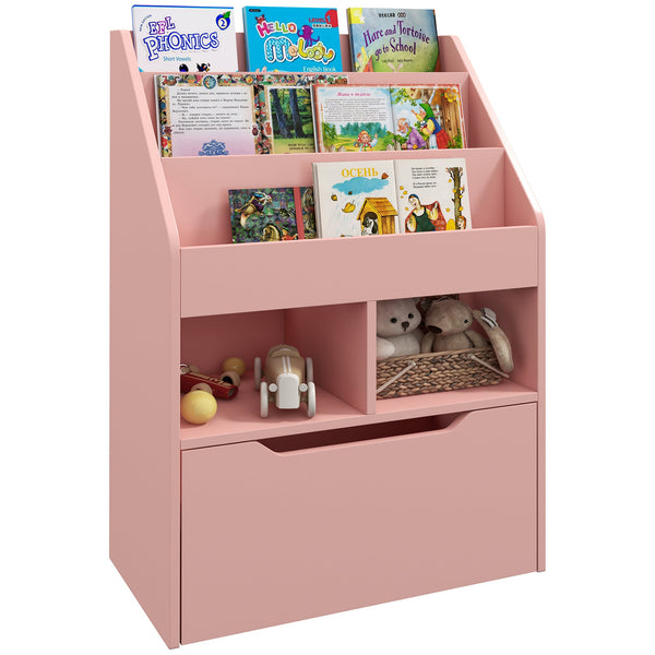acquista Libreria per Bambini con Ripiani Mensole e Cassetto 60x29,9x90 cm in MDF Rosa