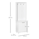 Mobile per Ingresso con Appendiabiti 60x35x169 cm in Legno MDF Bianco