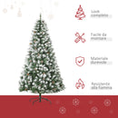 Albero di Natale Artificiale Innevato 180 cm 800 Rami con Pigne Apertura Automatica Verde