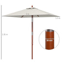 Ombrellone da Giardino Rettangolare Inclinabile 200x150x235H cm Apertura a Corda Beige 