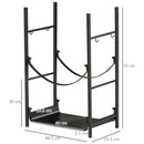Portalegna per Camino 44,5x29,5x73 cm con Accessori in Metallo Nero