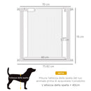 Cancellino per Cani Regolabile 75-82x76 cm con Chiusura Automatica in Acciaio e ABS Bianco      