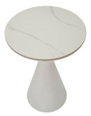 Tavolinetto White Double Ø44x63 cm in Ferro e Ceramica Bianco      