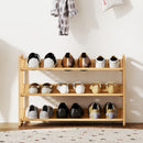 Scaffale Scarpiera a 3 Livelli per 12 Paia di Scarpe 76x33x50,8 cm con Ripiani a Doghe in Bambù    