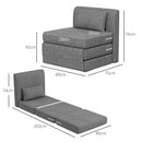 Poltrona Letto Singolo da Terra Salvaspazio 80x75x74 cm in Tessuto Grigio 