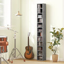 Mobile Libreria Porta CD 21x20x175 cm a 12 Ripiani per 204 CD in MDF e Truciolato Grigio      