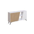 Madia Moderna Credenza Fiona 150x36x82 cm Design Anta Obliqua Bianco e Quercia      