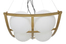 Lampadario Japan Square 45x45x20 cm in Ferro e Vetro Oro e Bianco      