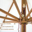 Ombrellone da Giardino con Doppio Tettuccio Ø325x250 cm in Legno di Bambù e Poliestere Crema