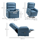 Poltrona Alzapersona Elettrica 85x88x109 cm in Tessuto Effetto Lino Blu