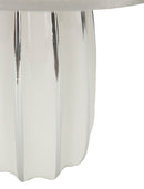Lampada da Tavolo Emmi Ø30x45 cm in Ceramica e Ferro e Tessuto Bianco e Argento      
