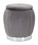 Puff Contenitore Paris Ø43x43 cm in Legno Spugna e Poliestere Grigio e Argento