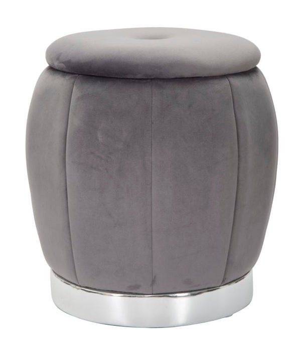 Puff Contenitore Paris Ø43x43 cm in Legno Spugna e Poliestere Grigio e Argento prezzo