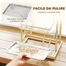 Trespolo per Pappagalli 48x38x95 cm con Giochi Vassoio Rimovibile e Posatoi in Legno Naturale      