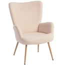 Poltrona per Salotto Moderna 71x74x97,5 cm con Schienale Alto in Tessuto Sherpa Beige  