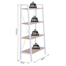 Libreria Scaffale a Scala 4 Ripiani in Legno e Acciaio Bianco e Rovere 80x33x133.5 cm 
