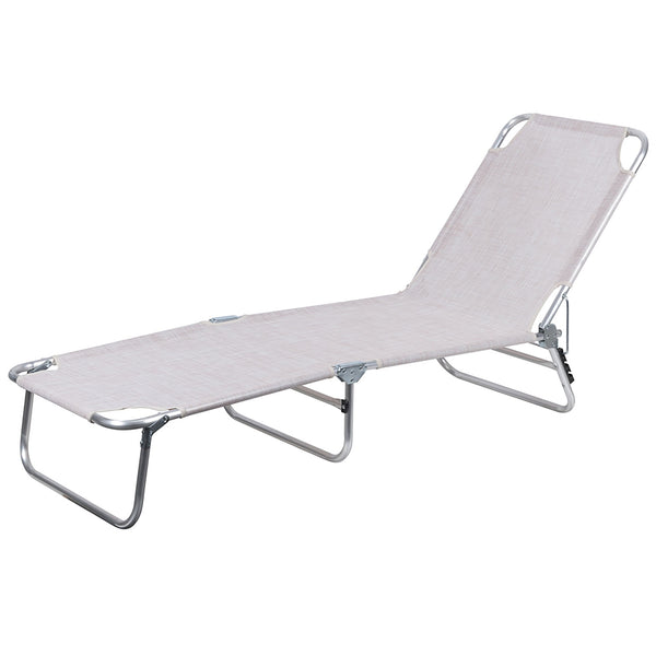 Lettino Mare Richiudibile 190x58x27 cm Struttura in Alluminio e Copertura in PVC e Poliestere Ecrù Viareggio online